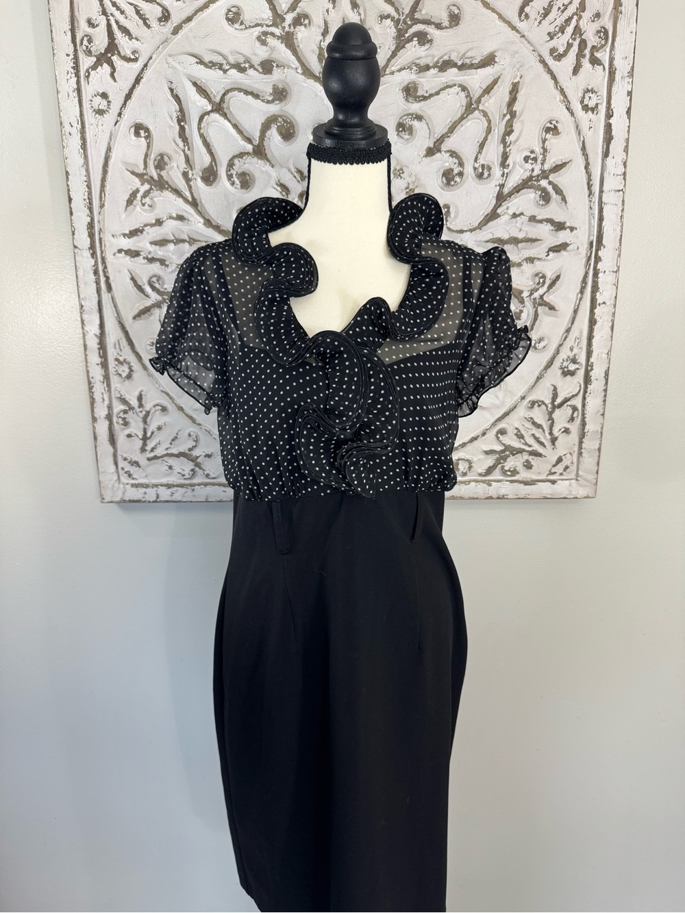 Maurices Black Polka Dot Ruffle Midi Dress